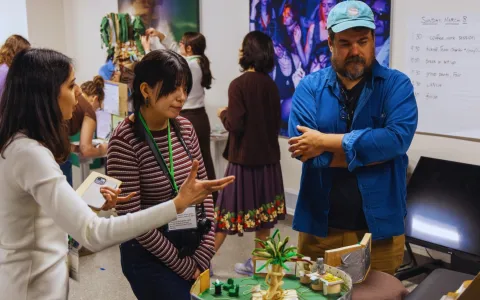 An Arts for All graduate student fellow presents their research in a gallery exhibition.