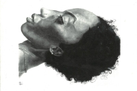 Black and white drawing of a women's face by Andrea Woguia Simo.