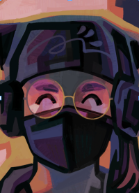 Illustration of Jess/Xin with dark colors