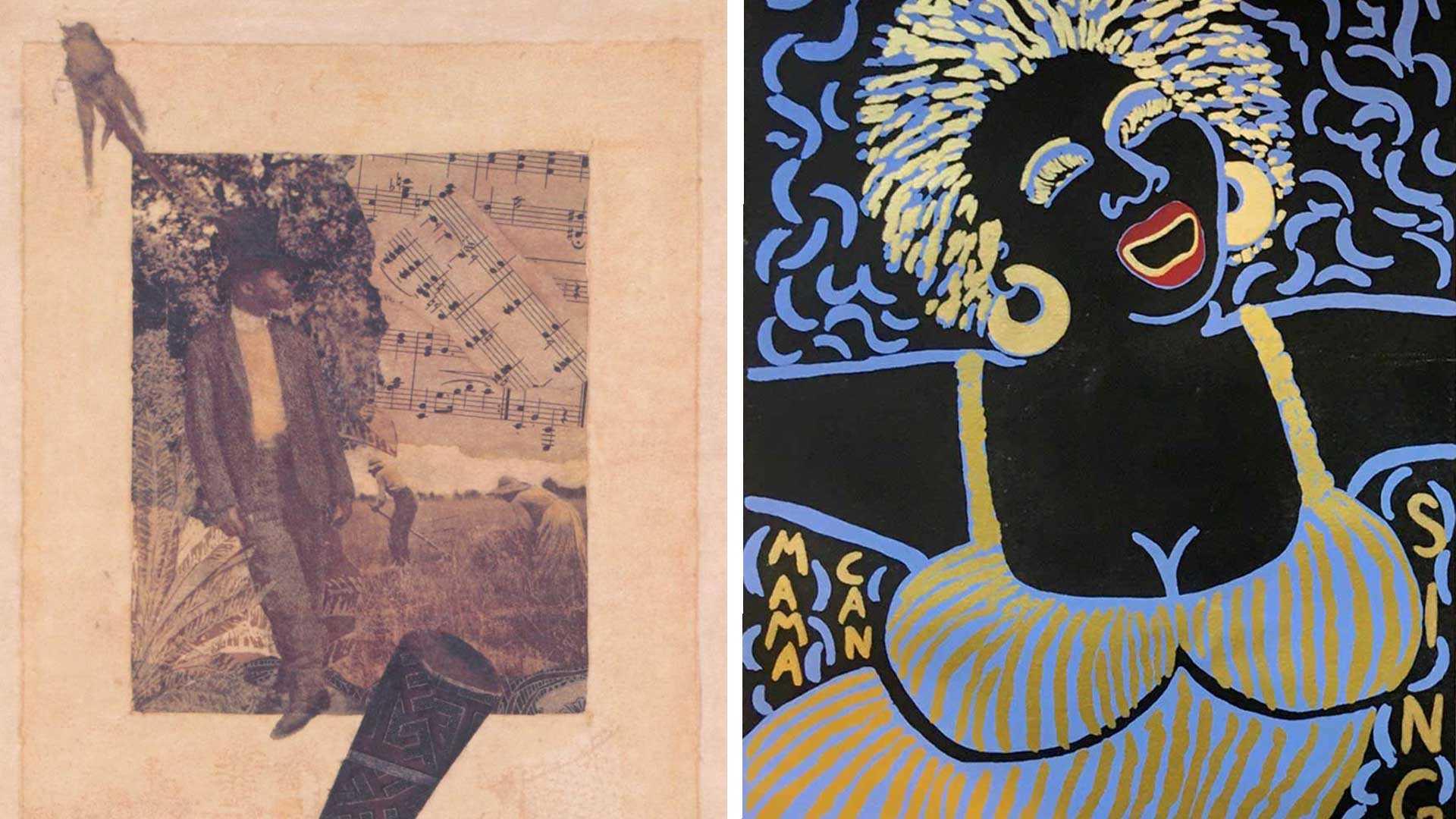 Two serigraph pieces on display at the David C. Driskell Center at the University of Maryland.