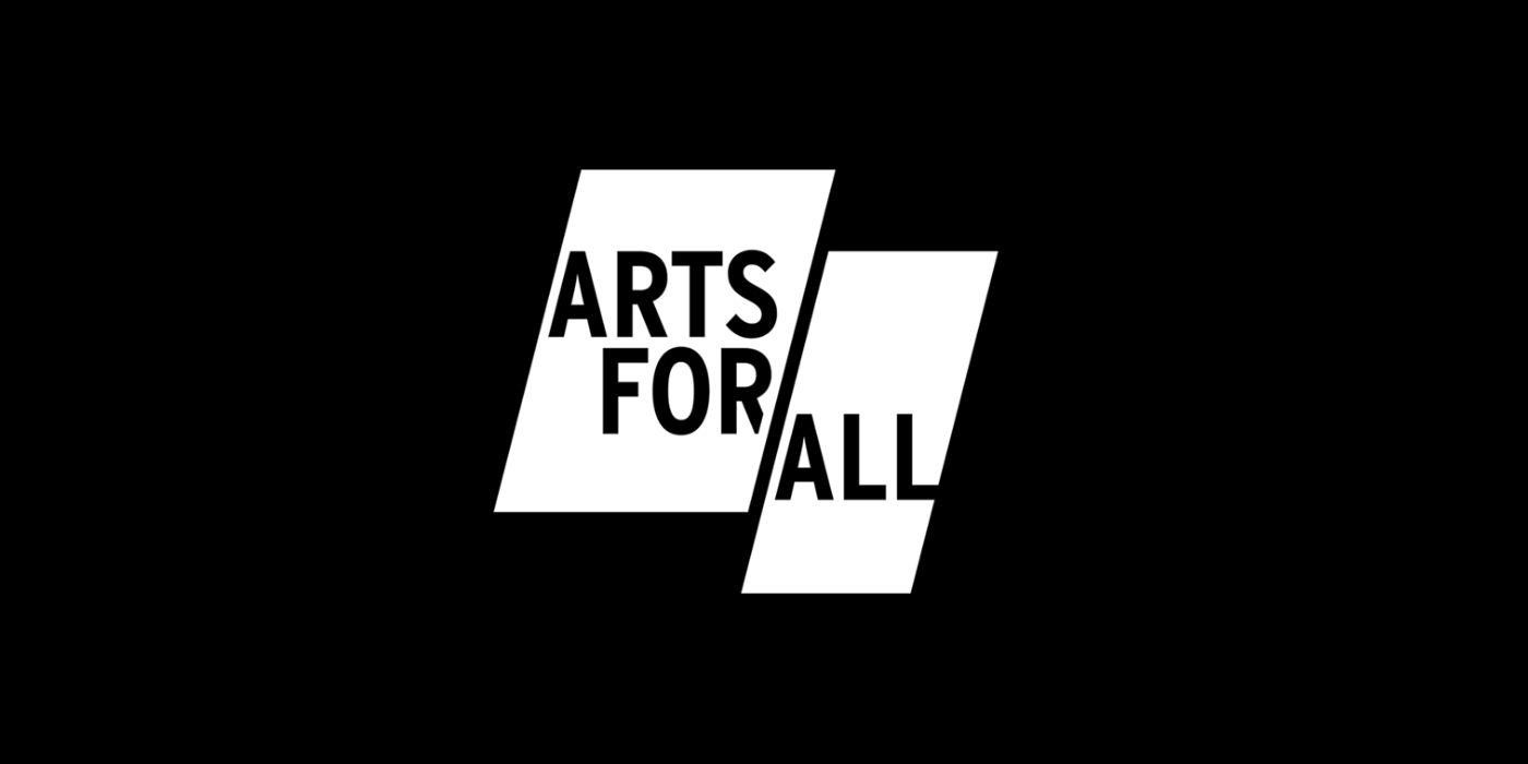 The Arts for All logo against a black background.