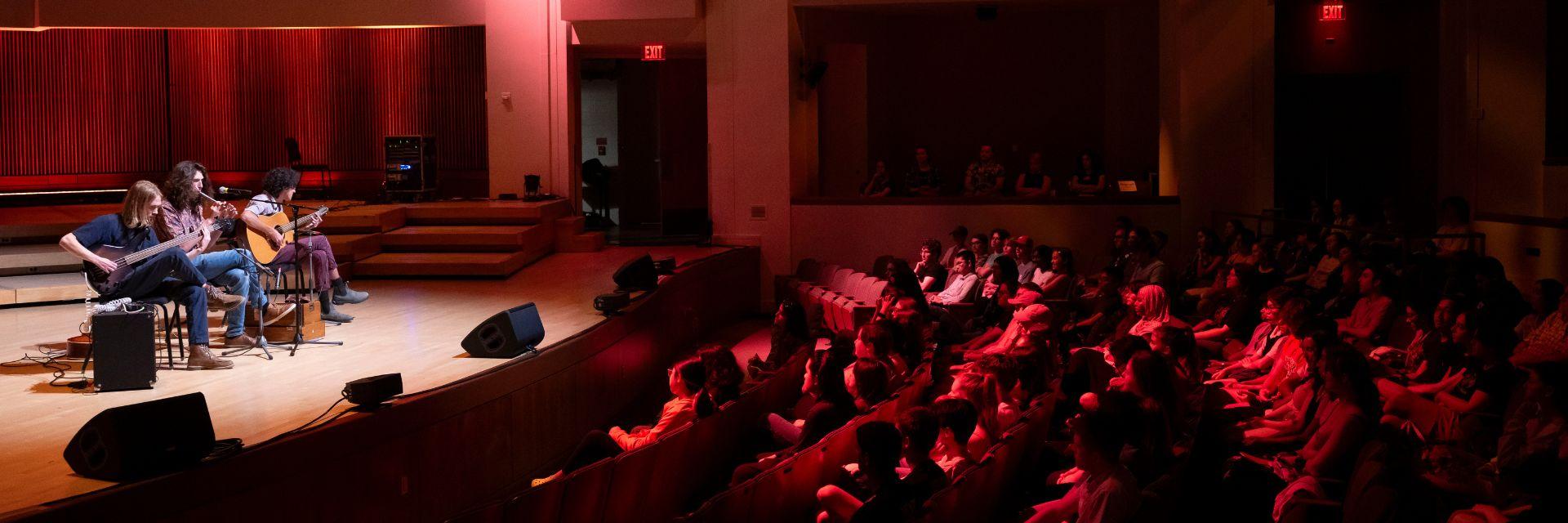 An audience watches a performance at The Clarice.