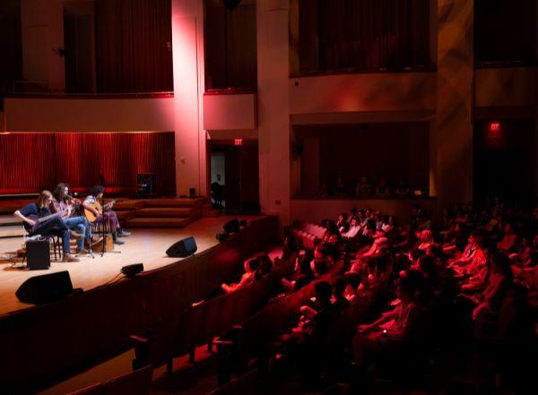 An audience watches a performance at The Clarice.