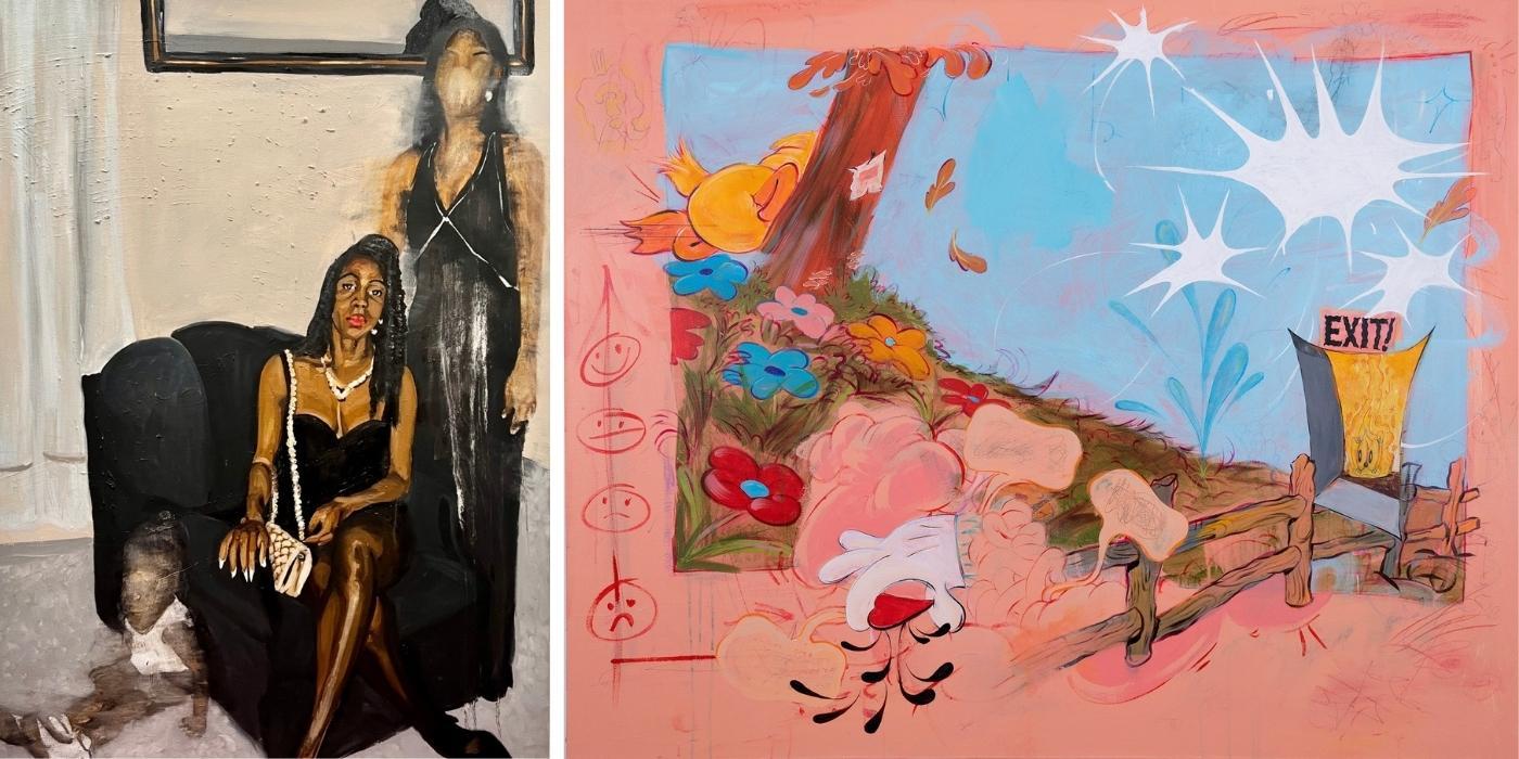 Artwork from the Stamp Gallery's exhibition, "Lights off at 8pm."