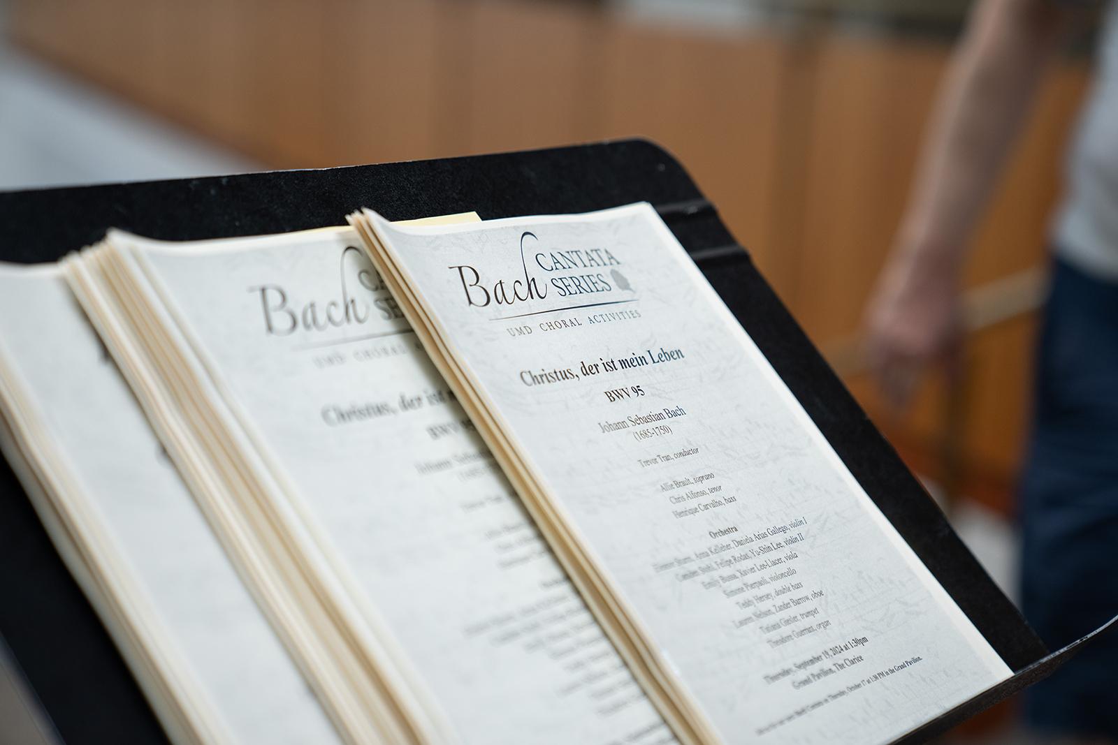 Bach Cantata Series sheet music on stand.